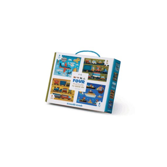 Crocodile Creek Puzzel 4in1 24/36/48/72stuks Voertuigen