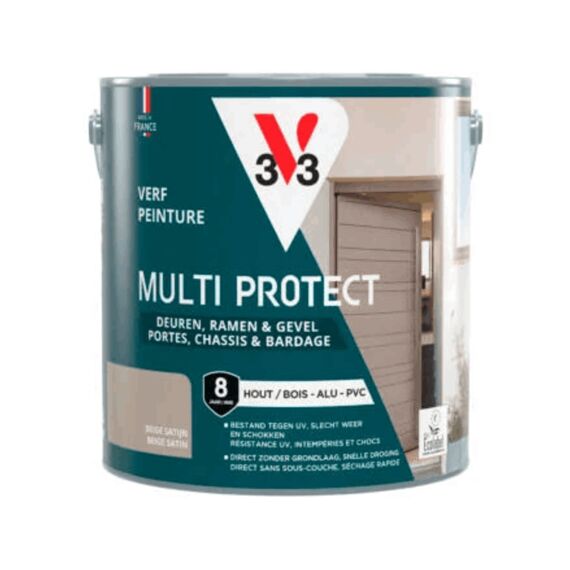 V33 Verf Multi Protect Hout Alu Pvc (binnen En Buiten) Satijn Beige 2.5l