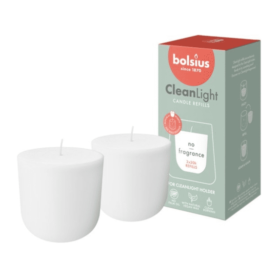 Bolsius Navulling Clean Light 2-pack Zero Wit