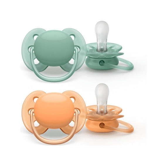 Avent Fopspeen 0-6m Ultra Soft Cognac & Green Uni 2-pack