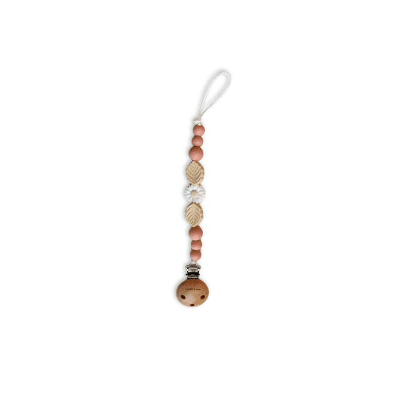 Chewies and More Fopspeenketting Daisy Wood Peachy