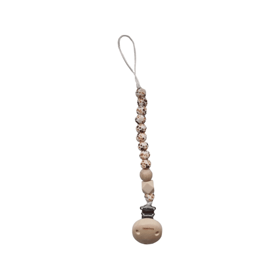 Chewies And More Fopspeenketting Silicone Beads Mon Fleur Wood Brown Flower