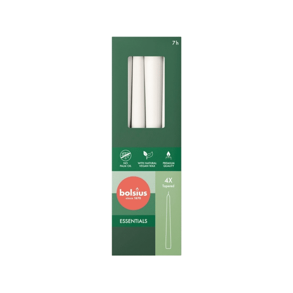 Bolsius Gotische Kaars 245/24 Cloudy White 4st.