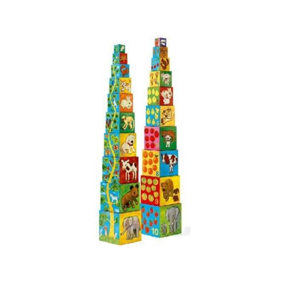 Djeco Maxi Stapelkubussen met dieren 5st 23,5x15x15cm