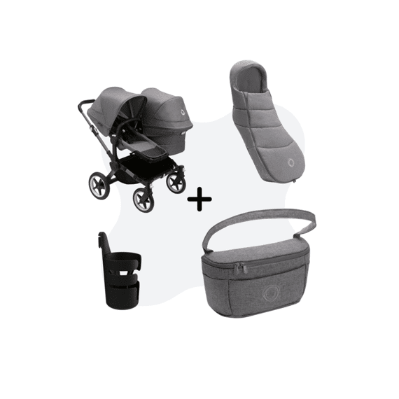 Bugaboo Donkey5 Bundle Essentiele Grey Melange Performance Voetenzak Adapter Bekerhouder