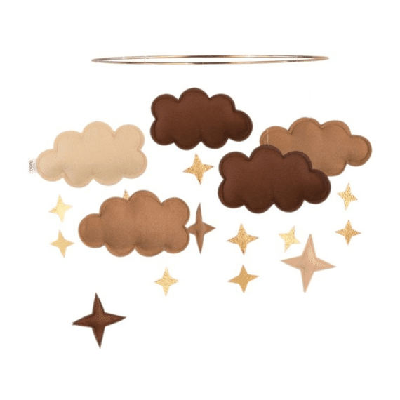 Baby Bello Mobiel Fantasy Clouds Pecan Wood