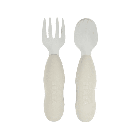 Beaba Set Van 2 Roestvrijstalen Besteksets Velvet Grey