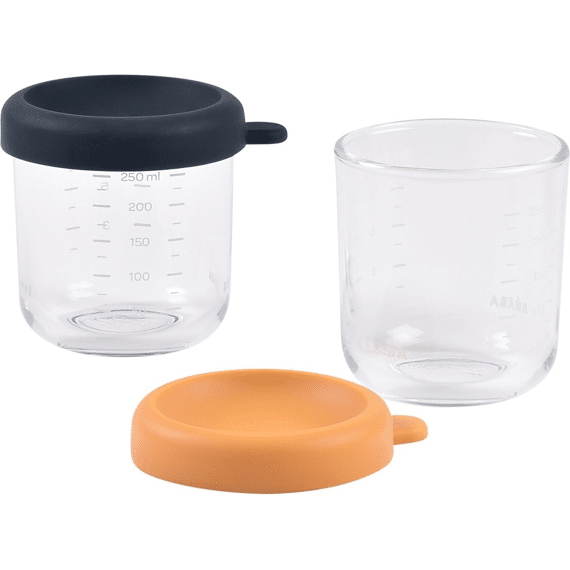 Beaba Bewaarpotjes Glas Set 2-pack 250ml Blauw/honey