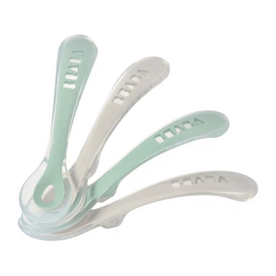 Beaba Lepel Siliconen 2de Leeftijd 4-pack Velvet Grey Sage Green