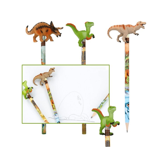 Dino World Potlood met dino topper