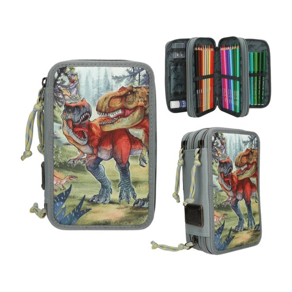 Dino World 3-vaks etui gevuld Bite