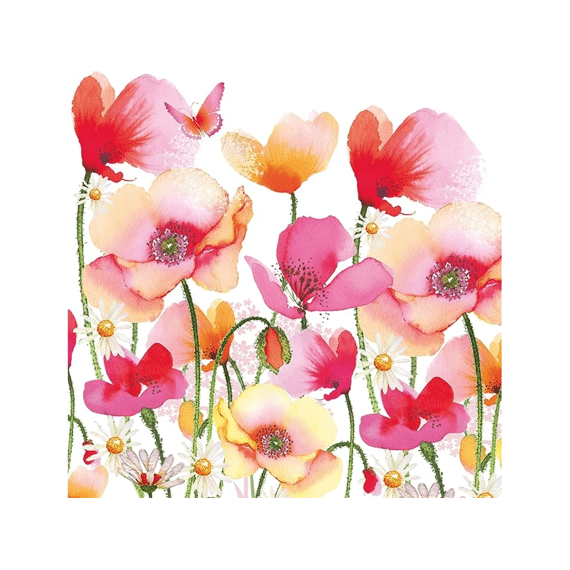 PPD Servetten Aquarell Poppies 33cm 20stuks