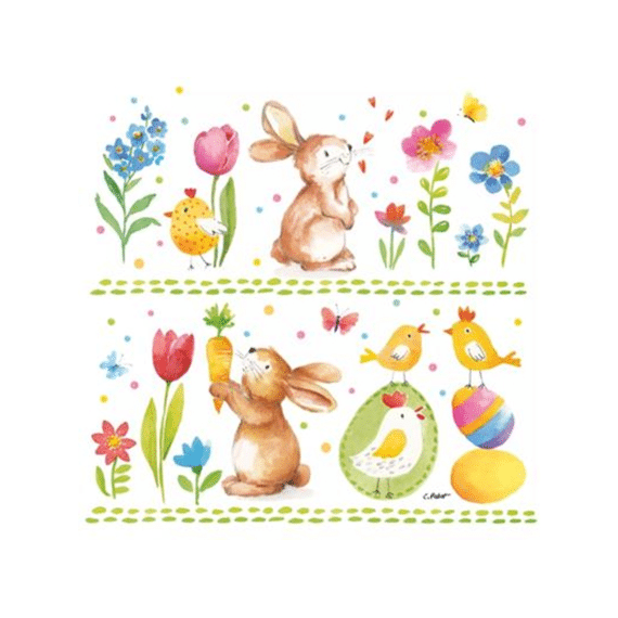 PPD Servetten Rabbits at Work 33cm 20stuks