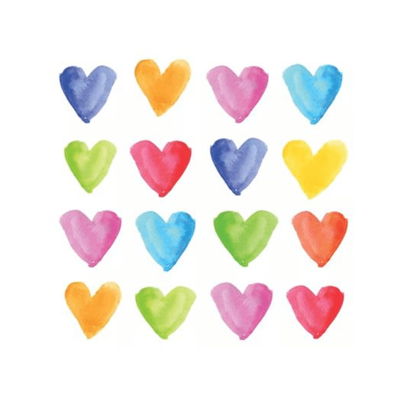 PPD Servetten 33cm 20stuks Aquarel Hearts