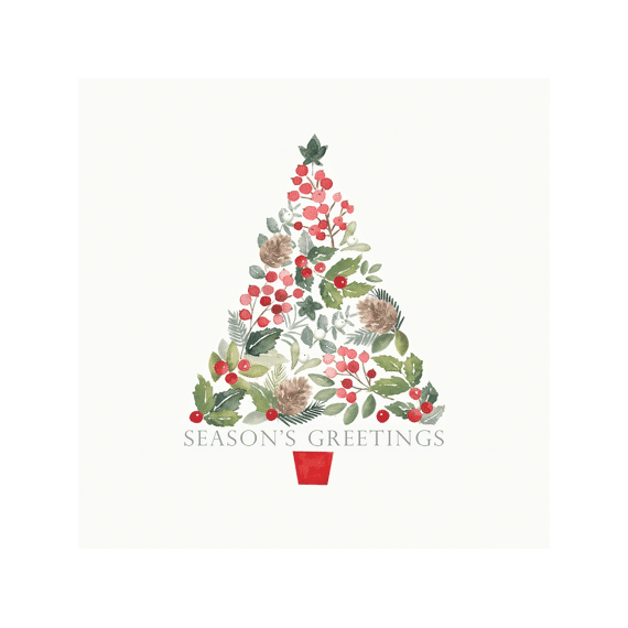 PPD Servetten 25cm 20stuks Merry Greetings White
