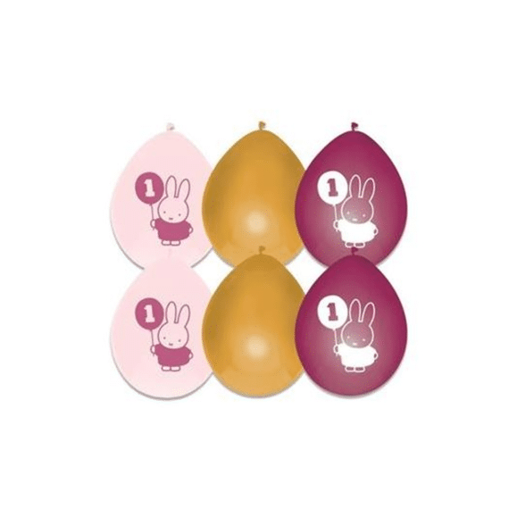 Ballonnen Nijntje First Birthday Roze 30cm 6st