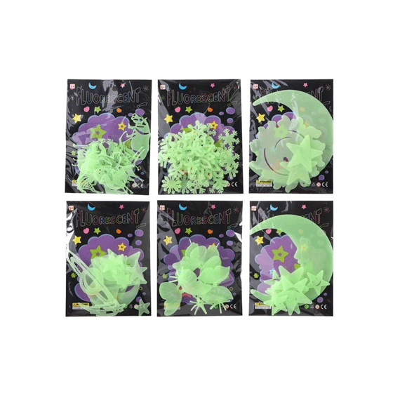 Glow in the Dark Stickers 12st Assortiment