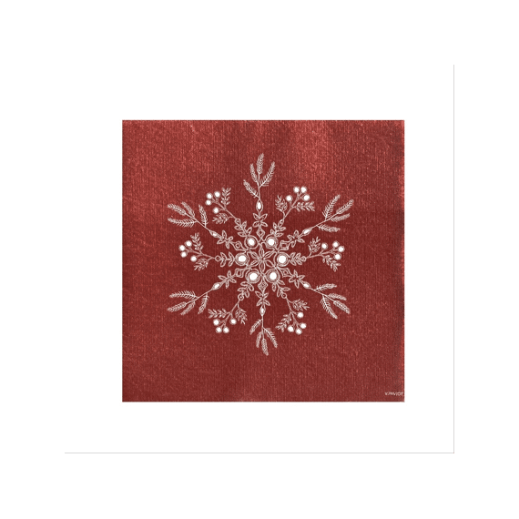 Françoise Paviot Servet 40x40cm 20stuks Fleur des Neiges Rouge