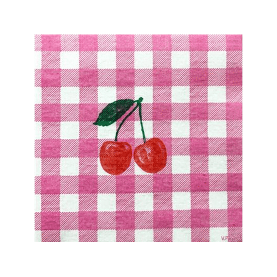 Françoise Paviot Servet 25x25cm 20stuks Vichy Cerise