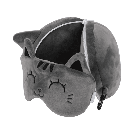 I-Total Kussen Met Slaapmasker Grijze Kat