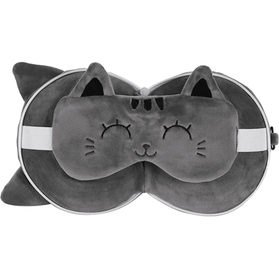 iTOTAL Kussen Met Slaapmasker Grijze Kat