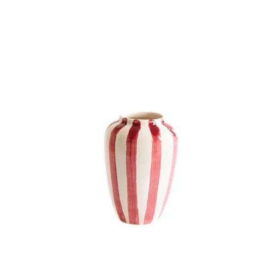Val Pottery Vaas Funky Flower Wit Roze Medium 6,5x17cm