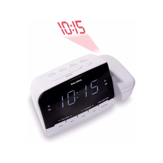 Clockradio AM-FM Met Tijdprojector Wit