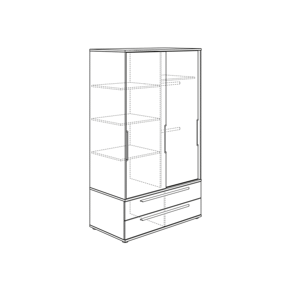Paidi Carlo Kast Schuifdeuren Small 2 Lade Wit