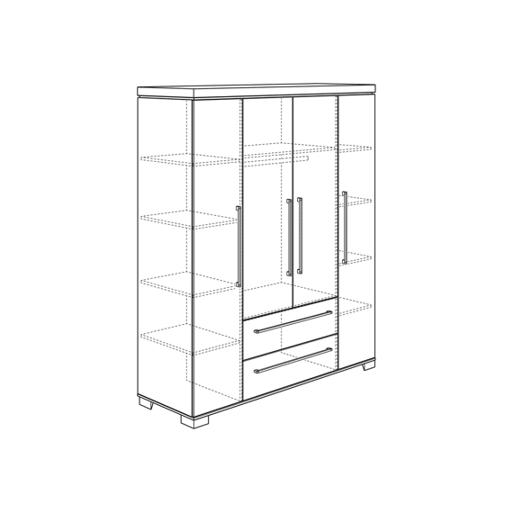 Paidi Kira Kast 4 Deuren Oak Nautik (Grijs)