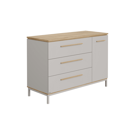 Paidi Benne Commode Breed 3 Laden 1 Deur  Kiezelgrijs-Eik