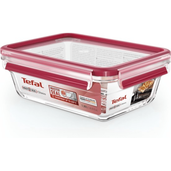Tefal Clip and Close Glass Bewaardoos Rechthoekig 1,3L 22,7x16,6x0,8cm