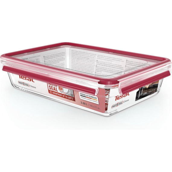 Tefal Clip and Close Glass Bewaardoos Rechthoekig 3L 32,8x22,8x0,8cm