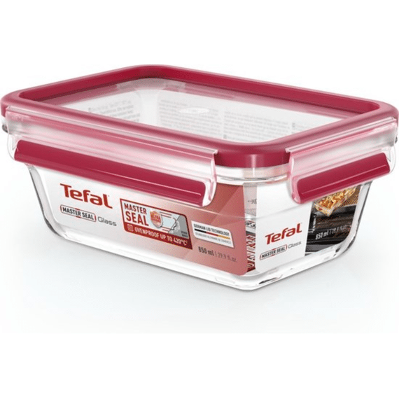 Tefal Clip and Close Glass Bewaardoos Rechthoekig 0,85L 19,7x13,6x0,8cm
