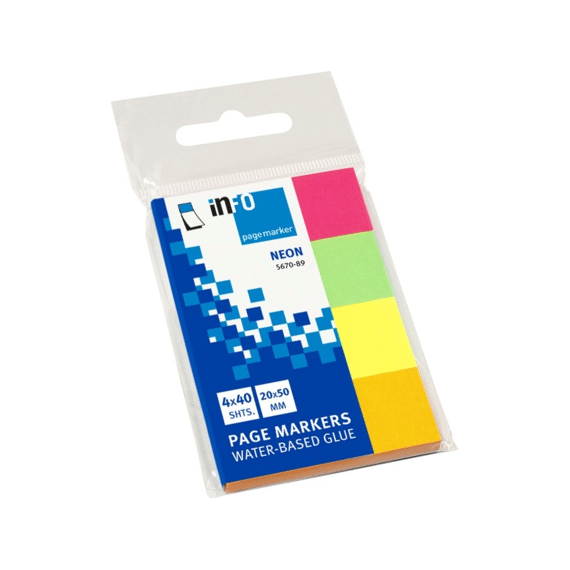 Info Page Markers Neon 4x50st 20x50mm