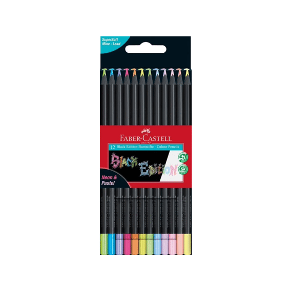 Kleurpotloden Black Edition Neon+Pastel 12 Stuks