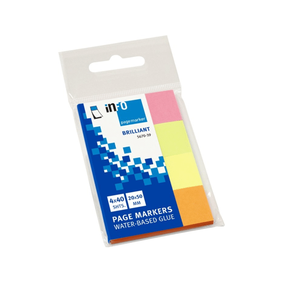 Info Page Markers Brilliant 4x40st 20x50mm