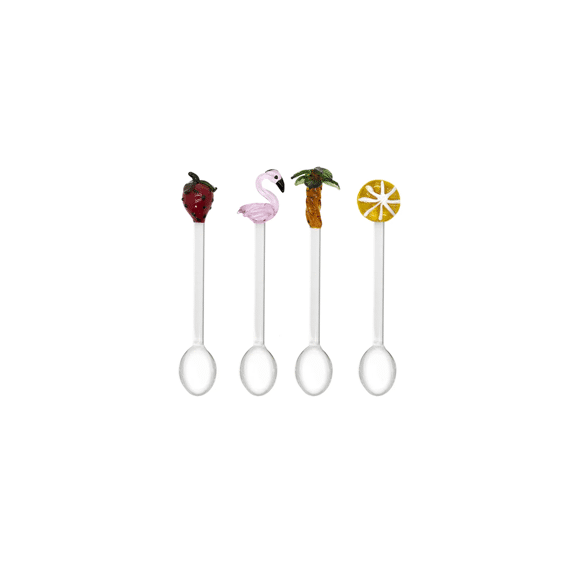 WD Lifestyle Theelepels 4st Palmbooom Aardbei Flamingo Appelsienenschijfje