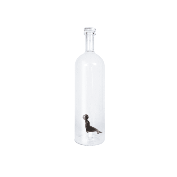 WD Lifestyle Fles + Deksel met Glasdecoratie 1,2L Zeehond