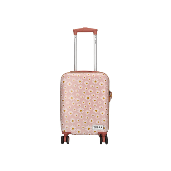 Zebra Reiskoffer Trolley Madeliefjes Lichtroze