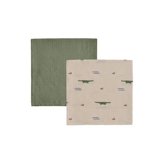 Oyoy Tetradoeken Crocodile 2-pack 70x70 Beige Olive Green