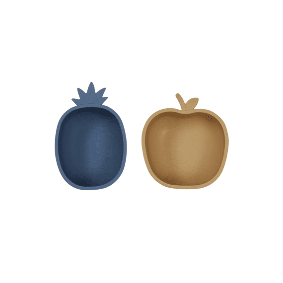 Oyoy Snack Bowl Yummy Pineapple & Apple Blue Light Rubber