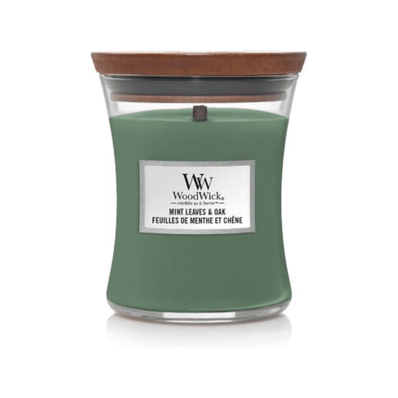 Woodwick Kaars Medium Mint Leaves & Oak Large
