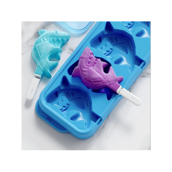 Zoku Pop Maker Shark Set voor 4 Ijsjes 29,8x11,5x3,5cm Blauw