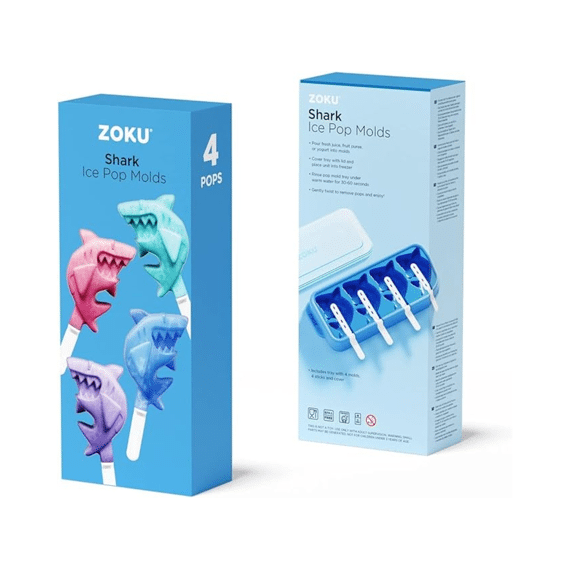 Zoku Pop Maker Shark Set voor 4 Ijsjes 29,8x11,5x3,5cm Blauw