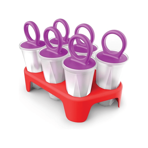 Zoku Pop Maker Ring Set voor 6 Ijsjes 16x9x12cm Rood-Paars