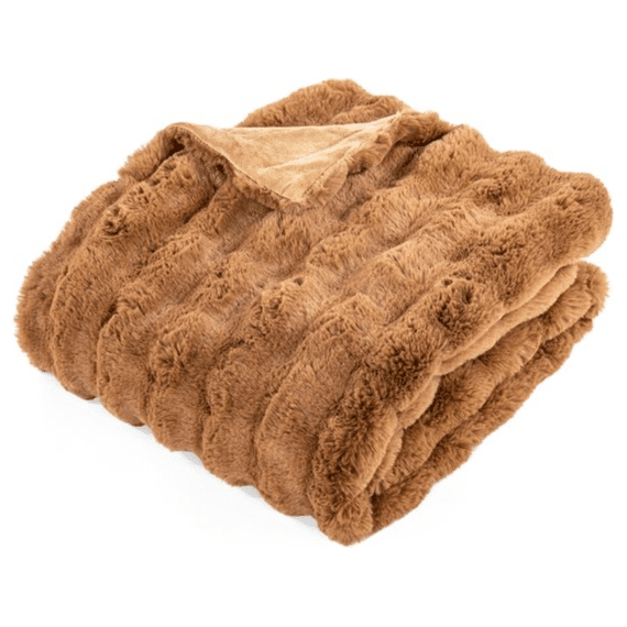Tiseco Plaid Bubble Rabbit Fur 130x180cm Indian Tan