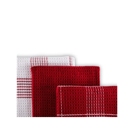 Tiseco Keukenhanddoek Culinary Waffle Rood Set/3 50x76cm