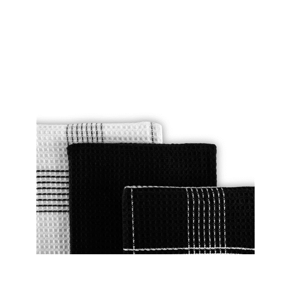 Tiseco Keukenhanddoek Culinary Waffle Zwart Set/3 50x76cm