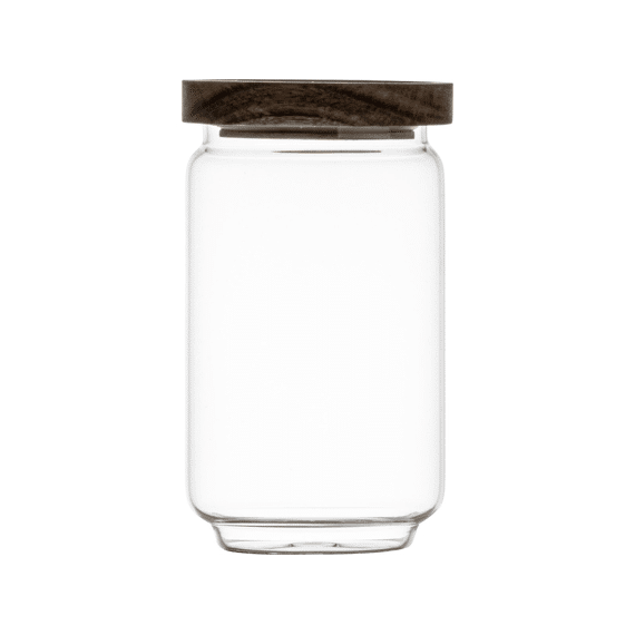 Gusta Voorraadpot Glas met deksel Acacia 9x16cm