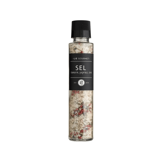 Lie Gourmet Grinder Zout,Rozemarijn,Paprika,Chilli 230g
